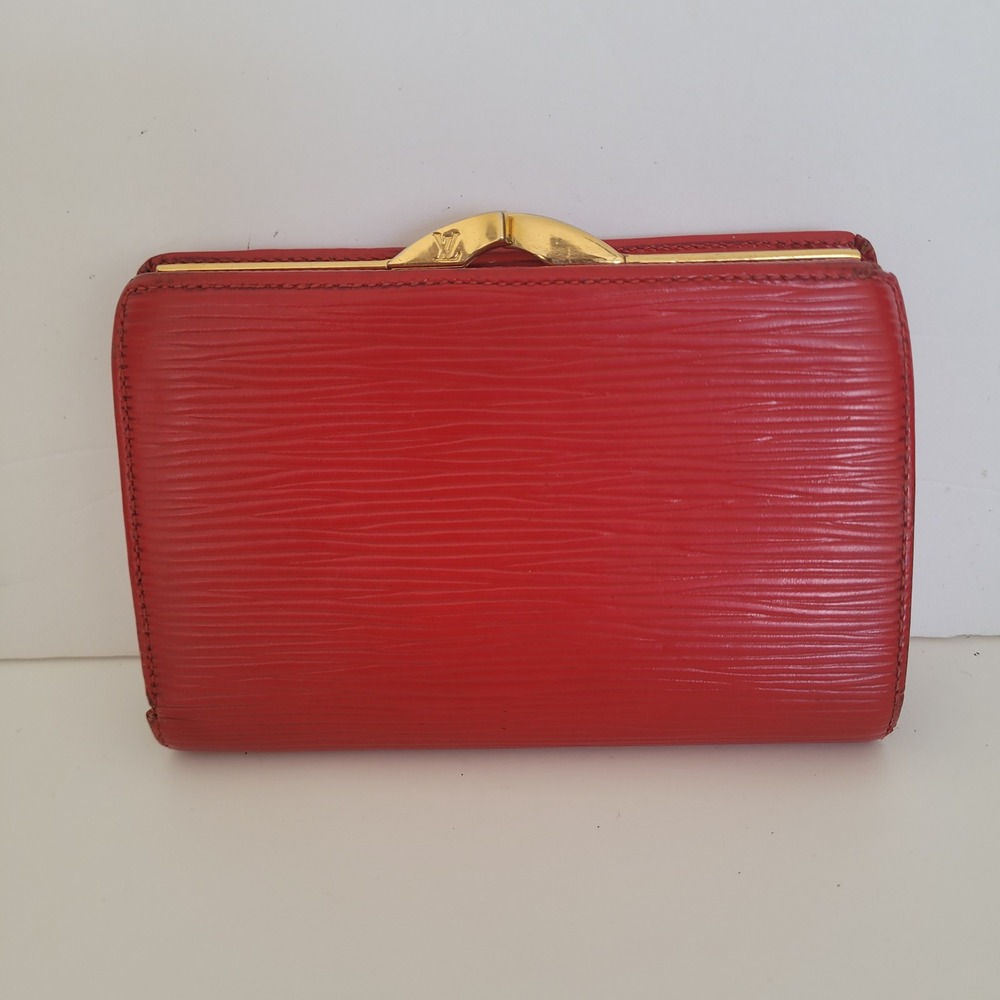 Louis Vuitton Red Epi Leather Portefeuille Viennois Kiss Lock Wallet MI0918 - Picture 2 of 13